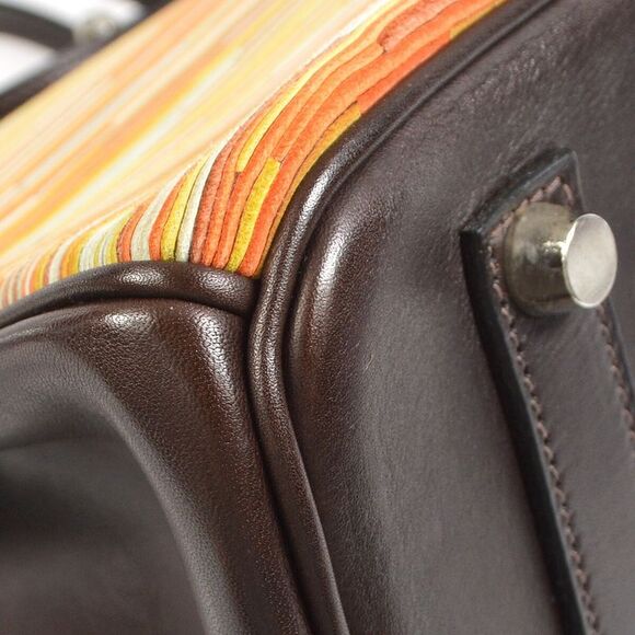 Hermes Birkin Handbag Vibrato And Evercalf Brown Leather Handbag (Pre-Owned) - Picture 7 of 10